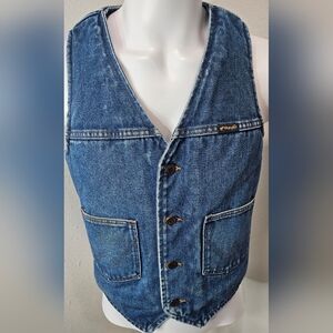 Vintage Wrangler Distressed Shearling Denim Men's Medium Vest